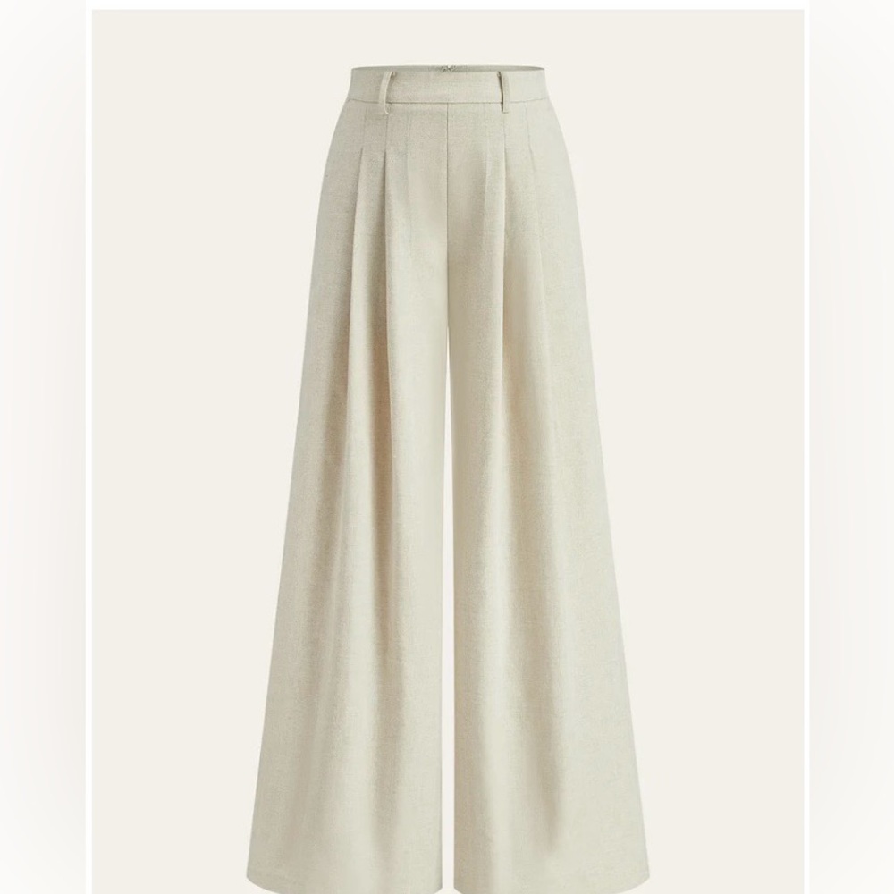 Commense Cream Wide-Leg Trousers